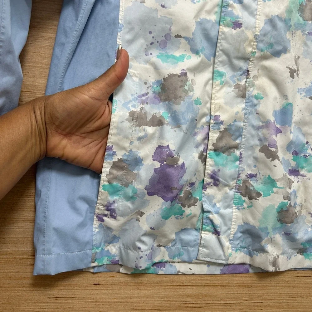 The North Face Girls DryVent Rain Jacket Blue Purple Watercolor Print M 10/12